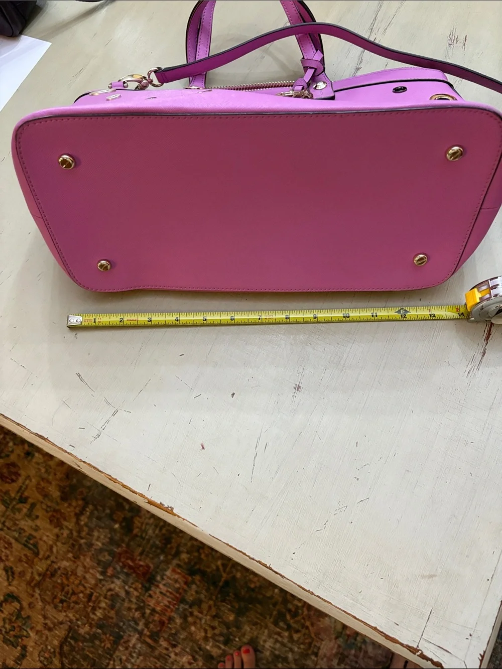 Henri Bendel West 57th Pink Eyelet Satchel with Gold-Tone Hardware